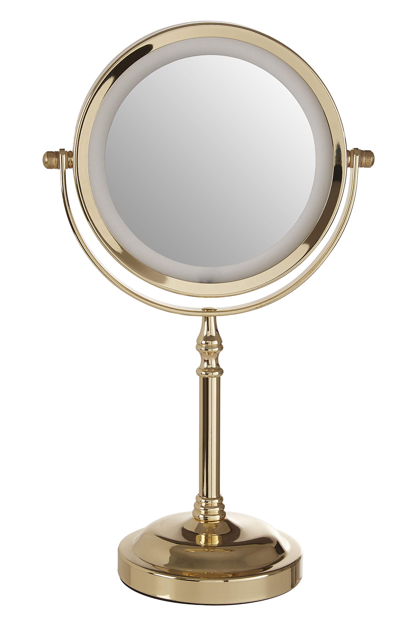 Premier Housewares Free Standing Bathroom, Makeup, Shaving Mirror - Gold