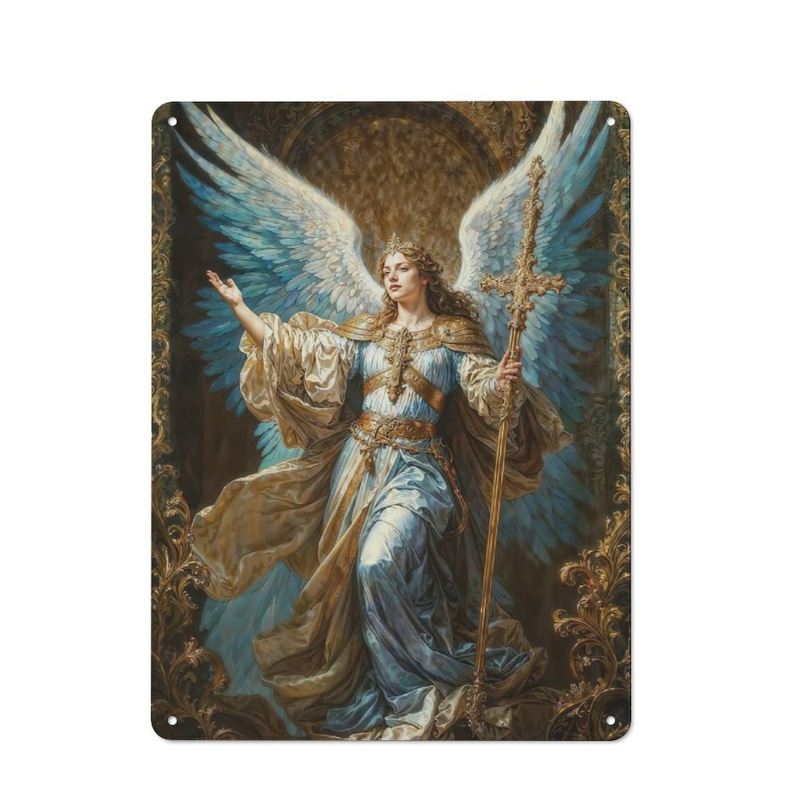 Junmoney Divine Power Of Archangel Decorative Tin Sign 40X30cm, Old Fashioned Vintage Wall Decor For Lounge, Study, Pub Or Wall Gallery