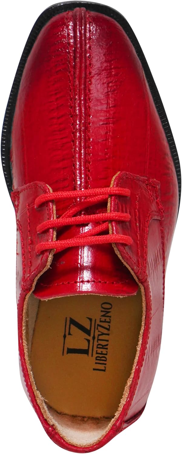LIBERTYZENO Kids Animal Print Genuine Leather Kids & Toddlers Lace Up Oxford Dress Shoes for Easter Gift