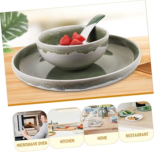 Miniatura 8 de Abaodam 1 juego de plato, cuenco, cuchara, cubertería, tazones de sopa, ensalada, postre, aperitivo, platos asiáticos, cucharas de sopa japonesas,