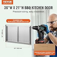 Vista 2 de VEVOR Puerta de acceso para barbacoa, 36 pulgadas de ancho x 21 pulgadas de alto, puerta de cocina doble para exteriores, puerta de acero inoxidable