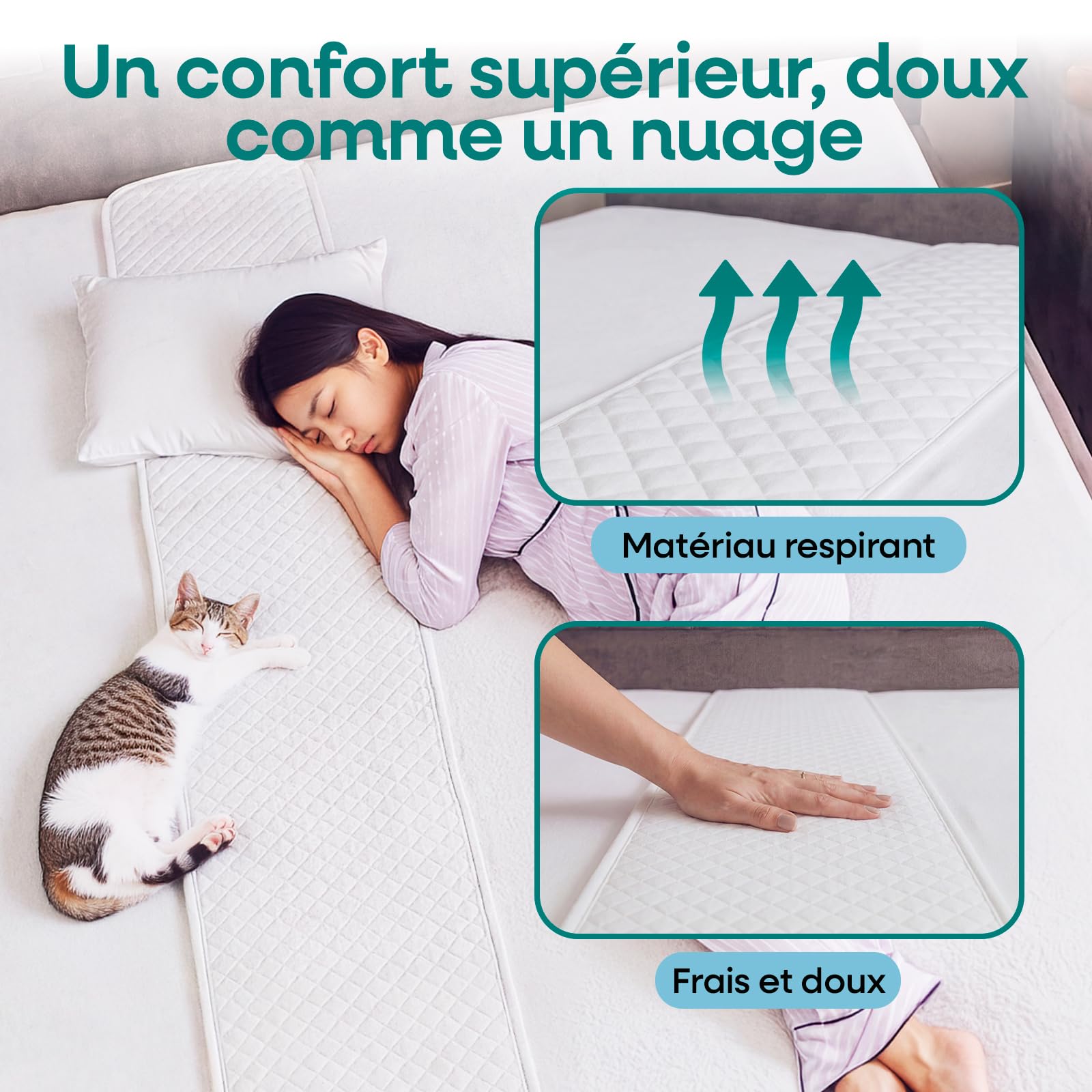 Pont de Lit Split King - Convertisseur pour Matelas Twin - Mousse Dense | Coin Biseauté Breveté Anti-Glissement, Hypoallergénique et Respirant, Idéal pour Chambres d'Amis et Couples