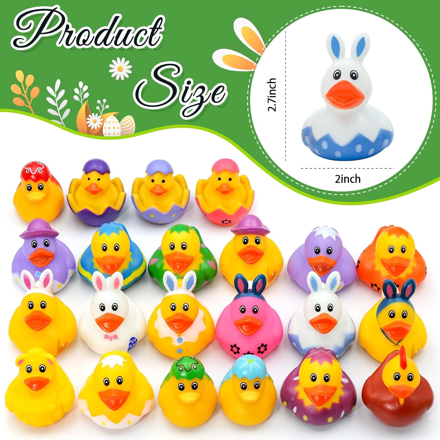 30 Pack Easter Rubber Ducks-2.3 Inch Bulk Floater Ducks for Ducking Assortment Rubber Duckies for Kids Baby Bath Toys,Birthday Gifts Party Favors Summer Beach Pool Activity Toys