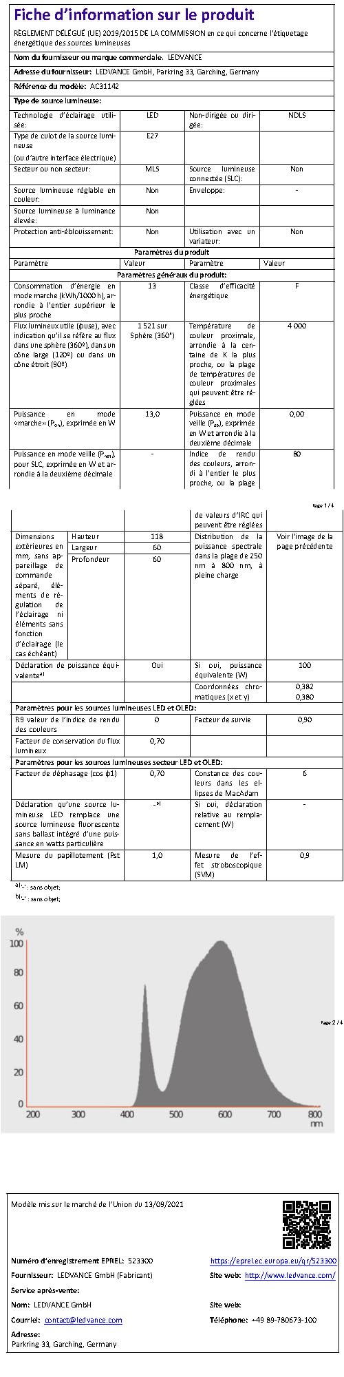 Osram LED Base Classic A Lampada, a Forma di Lampadina con Attacco E27, non dimmerabile, Sostituisce 100 watt, Opaca, Bianco Freddo, 4000 Kelvin, Confezione da 3 - 3