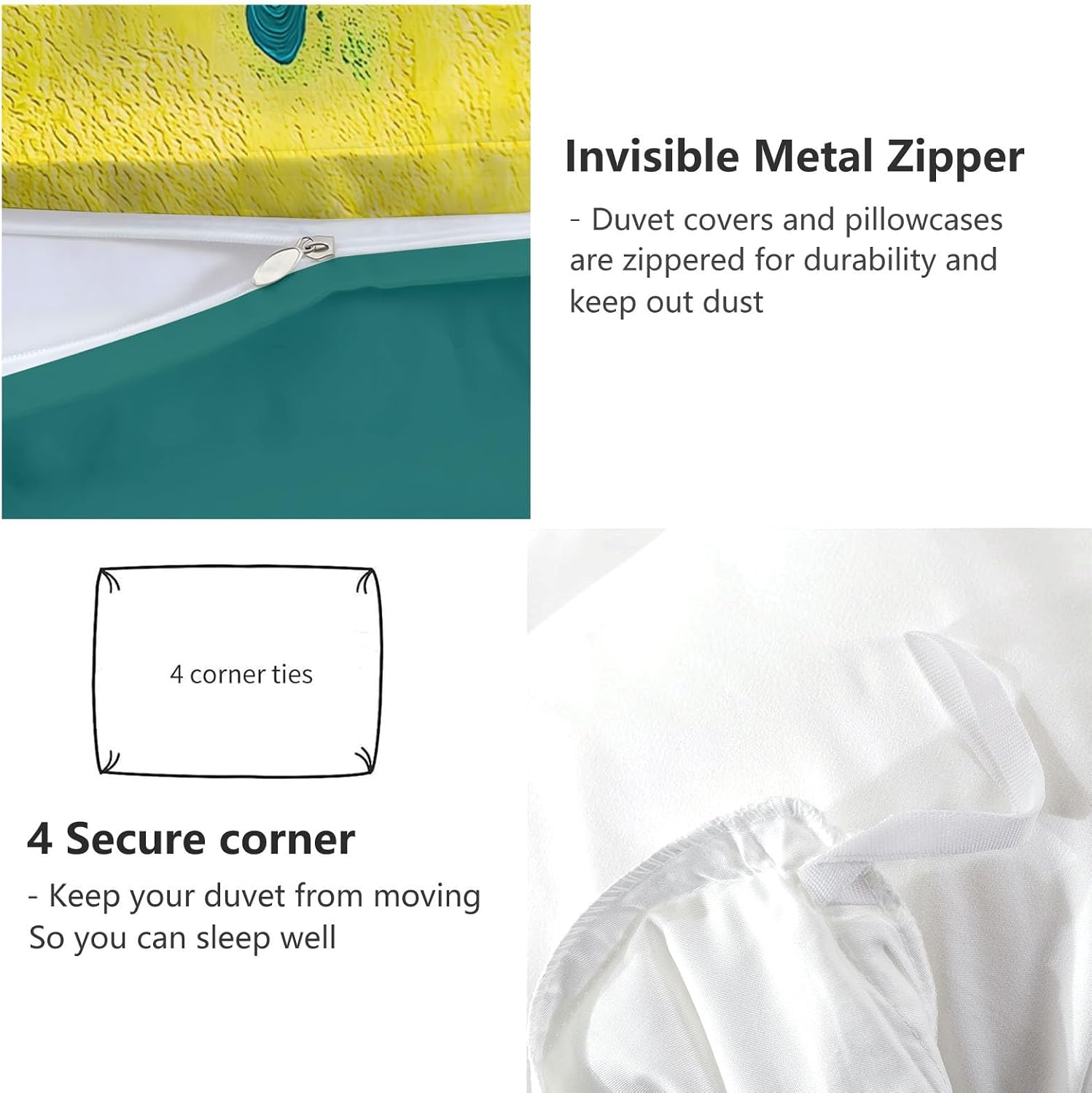 3Pcs Doodle Street Art Duvet Cover King Bedding Sets, Dark Green Soft Microfiber Quilt Cover, 2 Pillow Cases for Boys Girls Toddler Kids Bedding