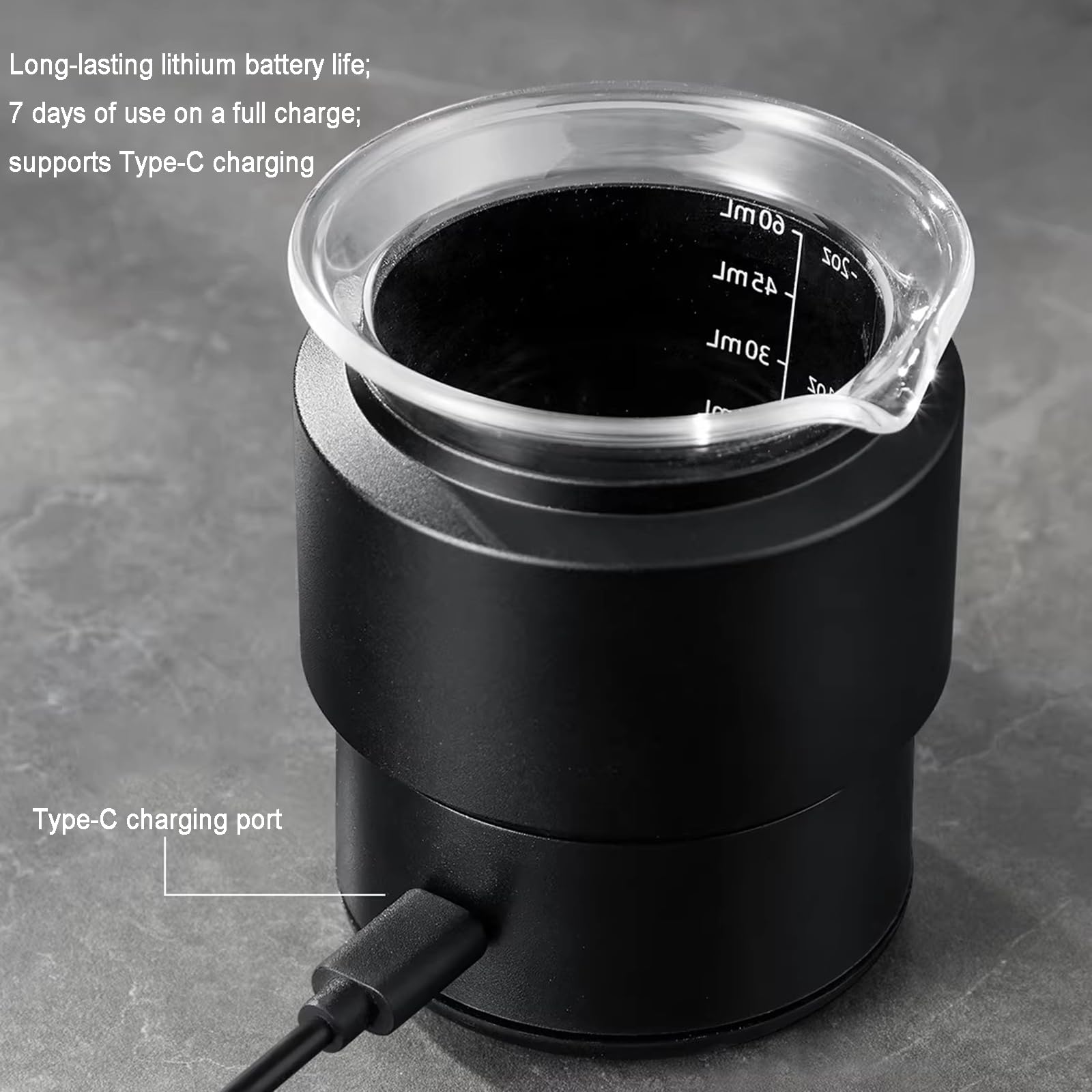 Taza dosificadora de café con báscula, herramienta electrónica de peso para espresso, pantalla digital LED, recargable, capacidad de hasta 500 g, ideal para verter y gotear café