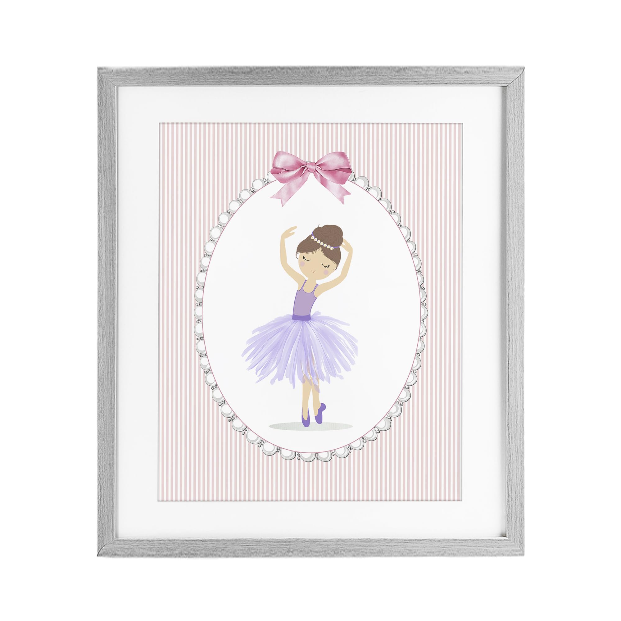 Stupell Industries Farmhouse Gray (Textured) 'Graceful Dance On Stripes'| Framed Print Under Glass