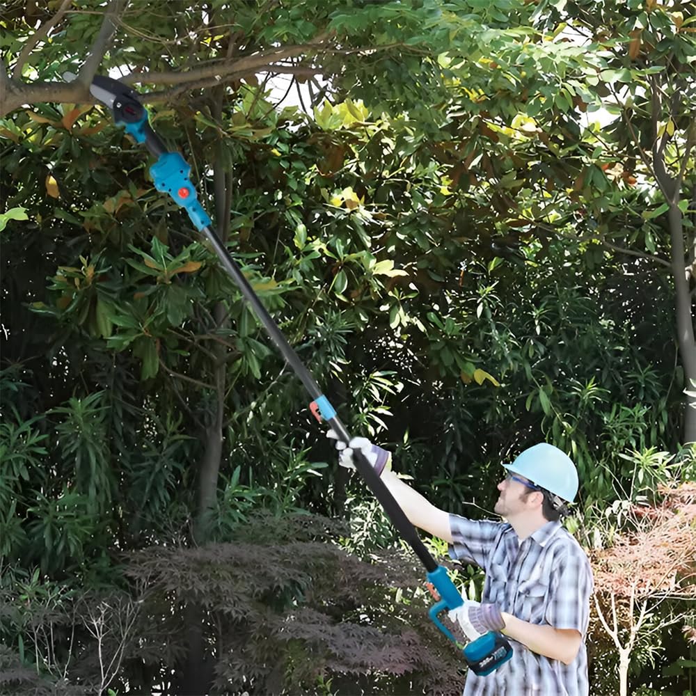 Set Motosega Elettrica 6" e Tronchese, Kit Potatura con Asta Telescopica 255 cm, 2 Batterie 48V, Lame per Taglio Alberi