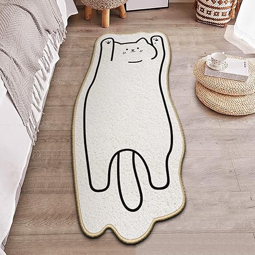 Cat Bathroom Mat Runner Rug Cute Animal Bath Rug Cat Floor Mat Cute Absorbent Non-Slip Super Soft Shower Mat Cartoon Room Floor Mat Cute Bedroom Mat (19.7 * 47.2in)