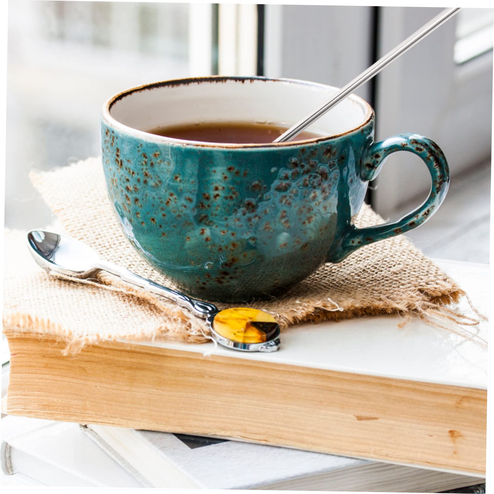 MOLUCKFU 8 Pcs Stainless Steel Straw Spoon Espresso Coffee Stirrer Reusable Cocktail Straws Stirring Spoon Bubble Tea Straw Coffee Straw Handle Bar Spoon Stirrers 304 Stainless Steel Silver