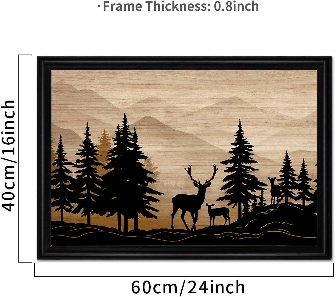 WELMECO Deer Wall Art Cabin Decor Rustic Farmhouse Living Room Decor Forest Deer Painting Framed Art Print Hunting Decor Cabin Lodge Bedroom Bathroom Decoration 16inchx24inch - Image 5