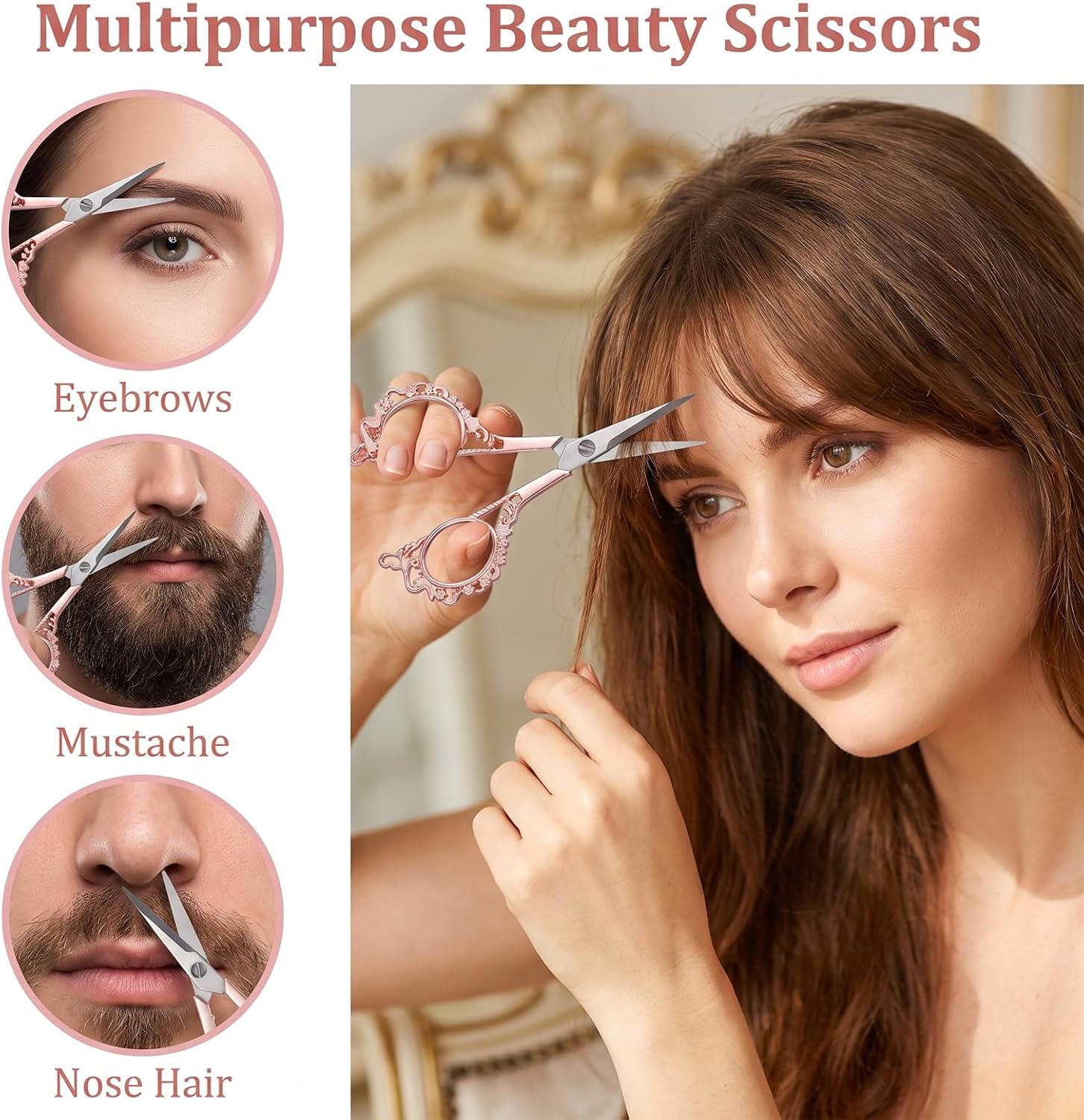 Professional Grooming Mini Scissors, Eyebrow Scissors for Women