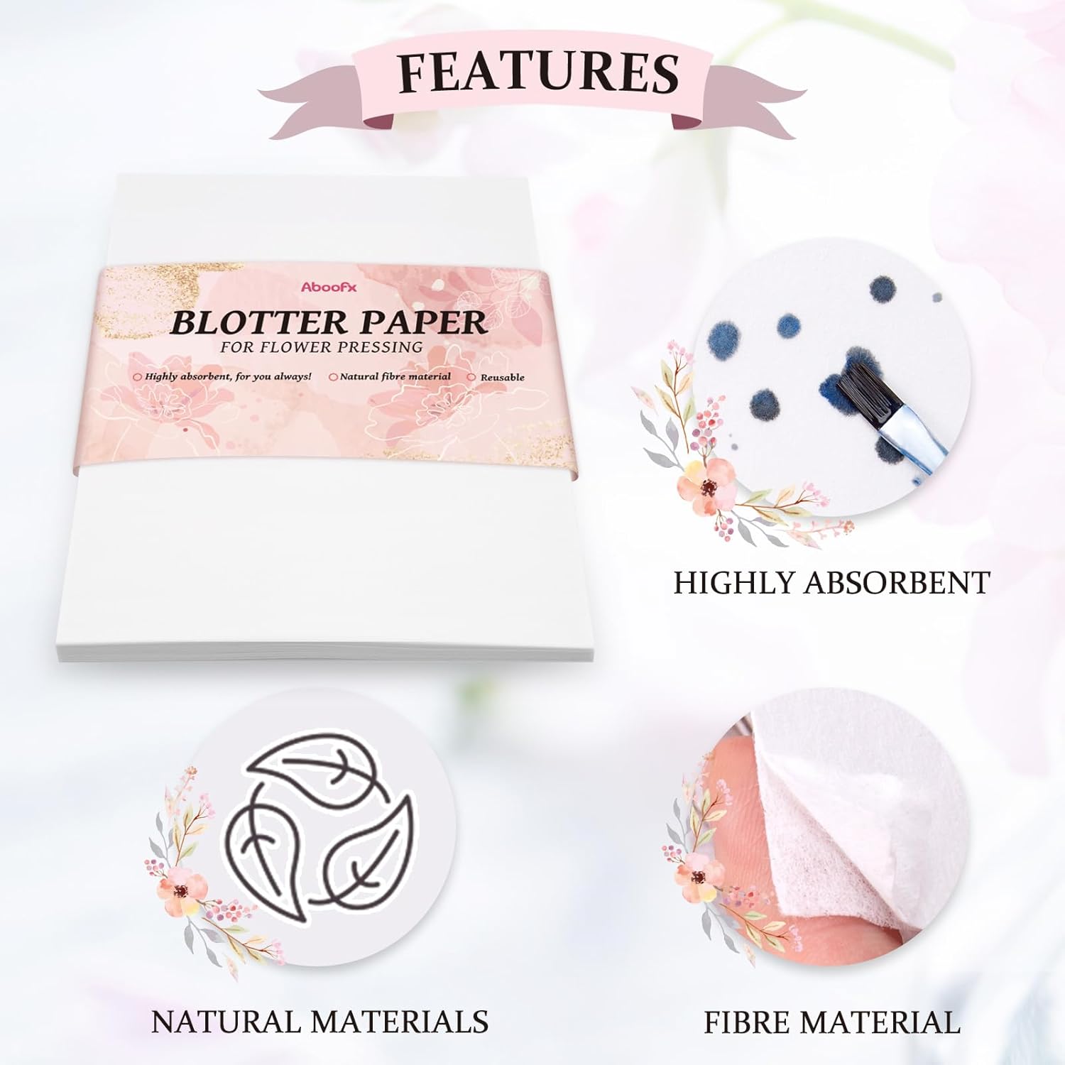 Aboofx 6 Layers 11.8" x 8.3" Flower Press & 8.26 x 11.7 inch Blotter Paper Sheets, Even Pressure Flower Pressing Kit & A4 Size Highly Absorbent Blotter Paper for Dried Flower Plant Preservation