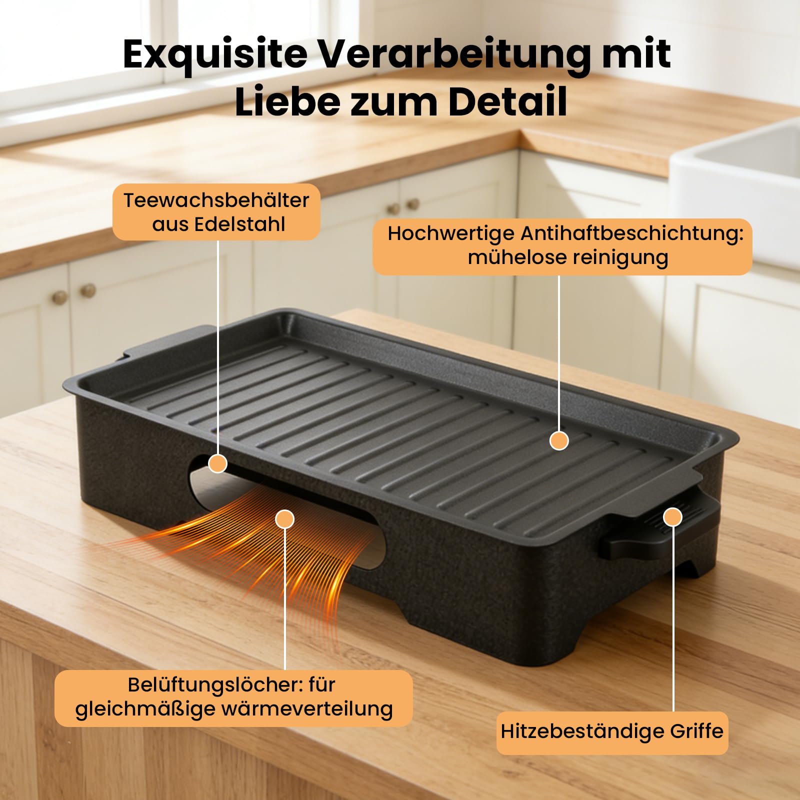 GEEKHOM BBQ Warmhalteplatte fürs Grillen Grosse Aluminium Grill Heizplatte mit Antihaftbeschichtung Speisenwärmer für Buffet & Camping Grill Zubehör für Outdoor Grill & Garten（Ohne Kerzen）