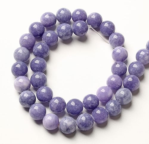 Miniatura 4 de 46 cuentas sueltas de piedra calcedonia púrpura lavanda de 0.315 in para hacer joyas, pulseras y collares