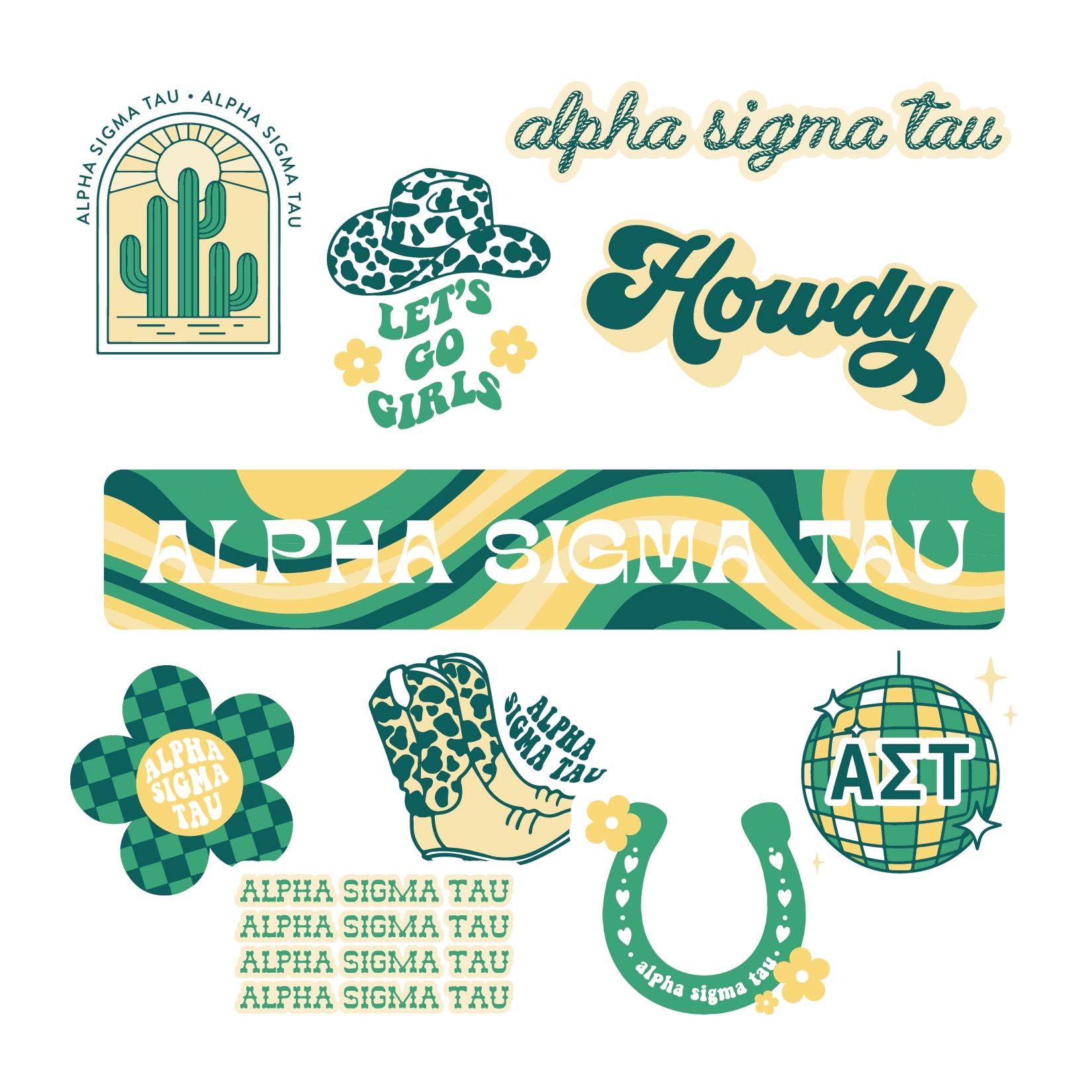 Stickers Alpha Sigma Tau vinyle pour personnaliser vos objets de campus