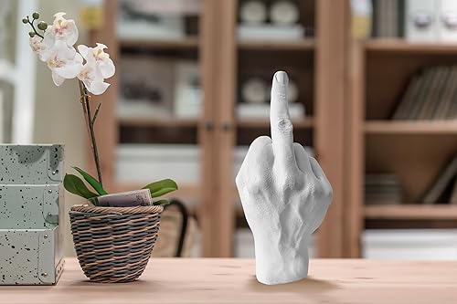 Miniatura 5 de Letrero de poliresina blanca con gesto de paz, decoración de estantes bohemios, detalles para decoración de estantes, dedos medios, broma práctica,