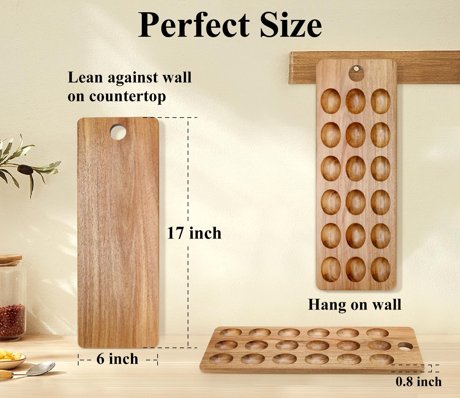 20 Holes Acacia Wood Deviled Egg Tray For Egg Holder Easter Gift Devilled Eggs Container Platter Wooden Cheese Charcuterie Board Devil Egg Serving Dish Carrier Hosting Kitchen Counter Plates - View #3