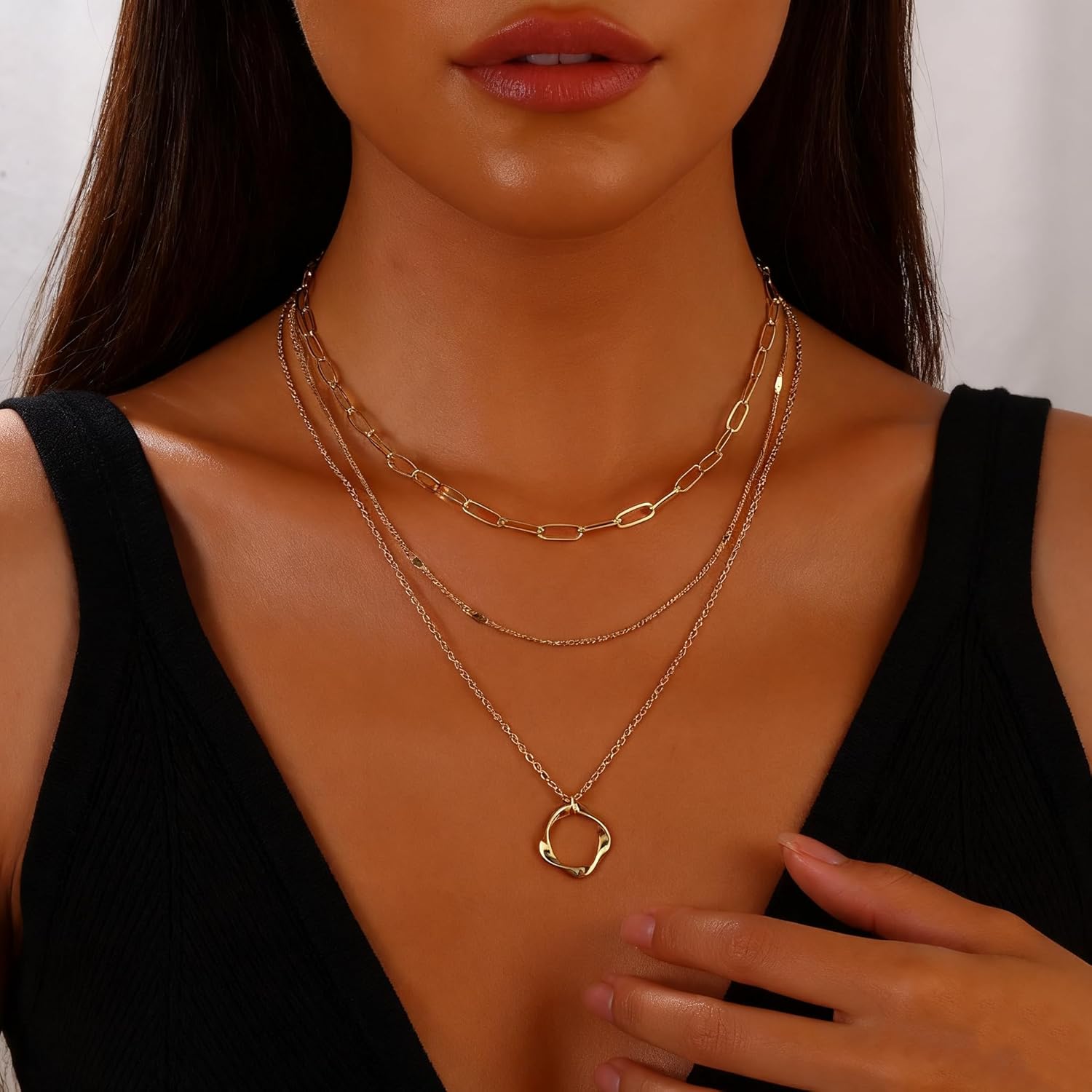 Gold Necklace Stack for Women, Layered Gold Necklaces Set,18K Gold Plated Simple Dainty Gold Chain Choker Necklaces Trendy Jewelry Gifts for Women - Image 3