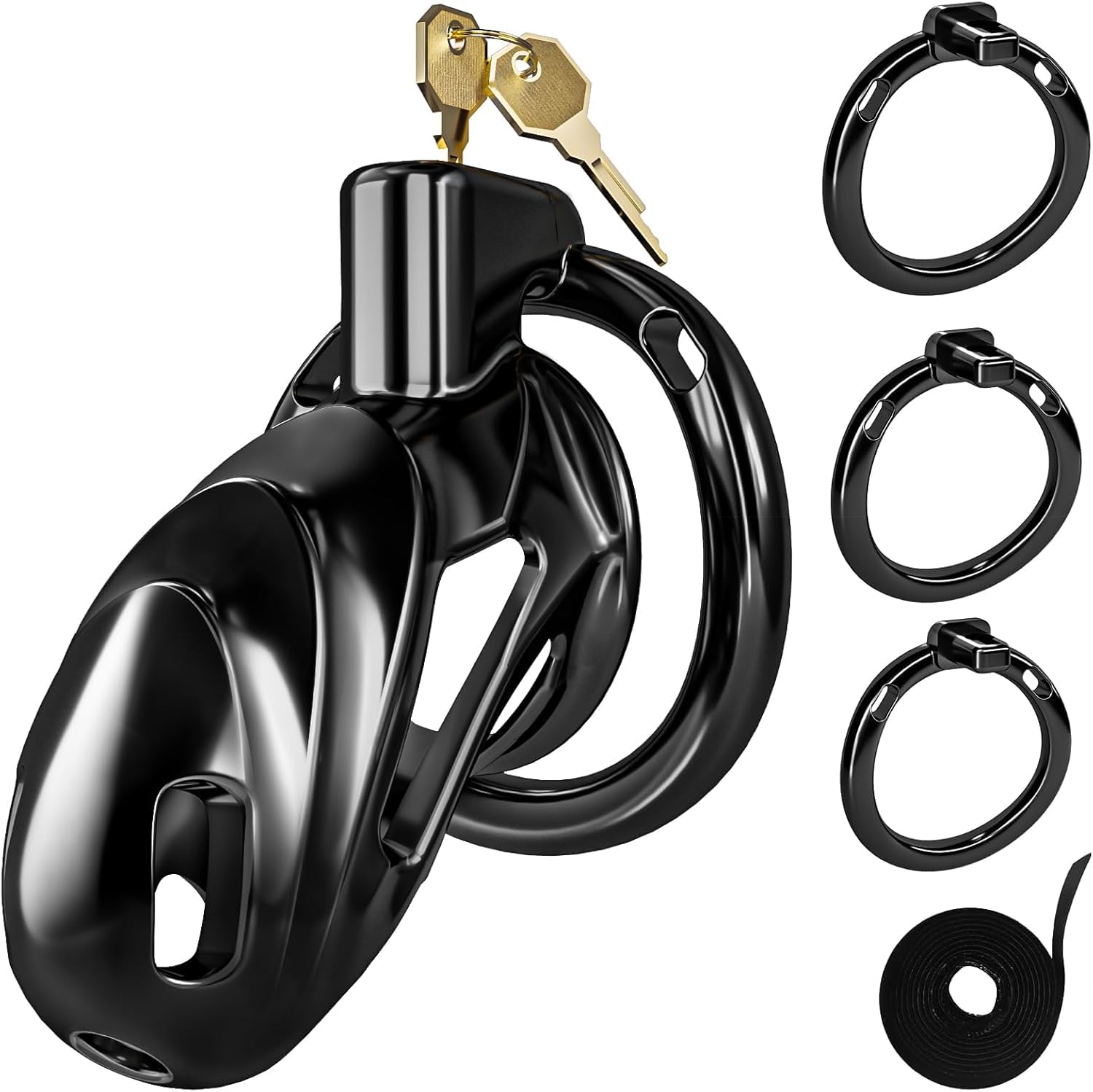 Jaula de castidad masculina Jaula para gallos, Dispositivo de castidad de metal Jaula para el pene para hombres Equipos y accesorios de bondage, 2 llaves y cerradura invisible
