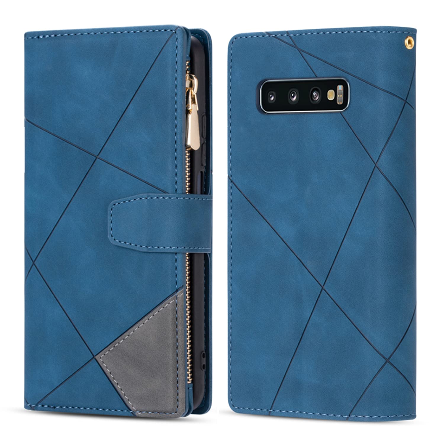 Uposao Custodia A Portafoglio In Pelle Per Samsung Galaxy S10 - Con 9 Slot Per Carte E Cerniera, Motivo Elefante Fiore - 2