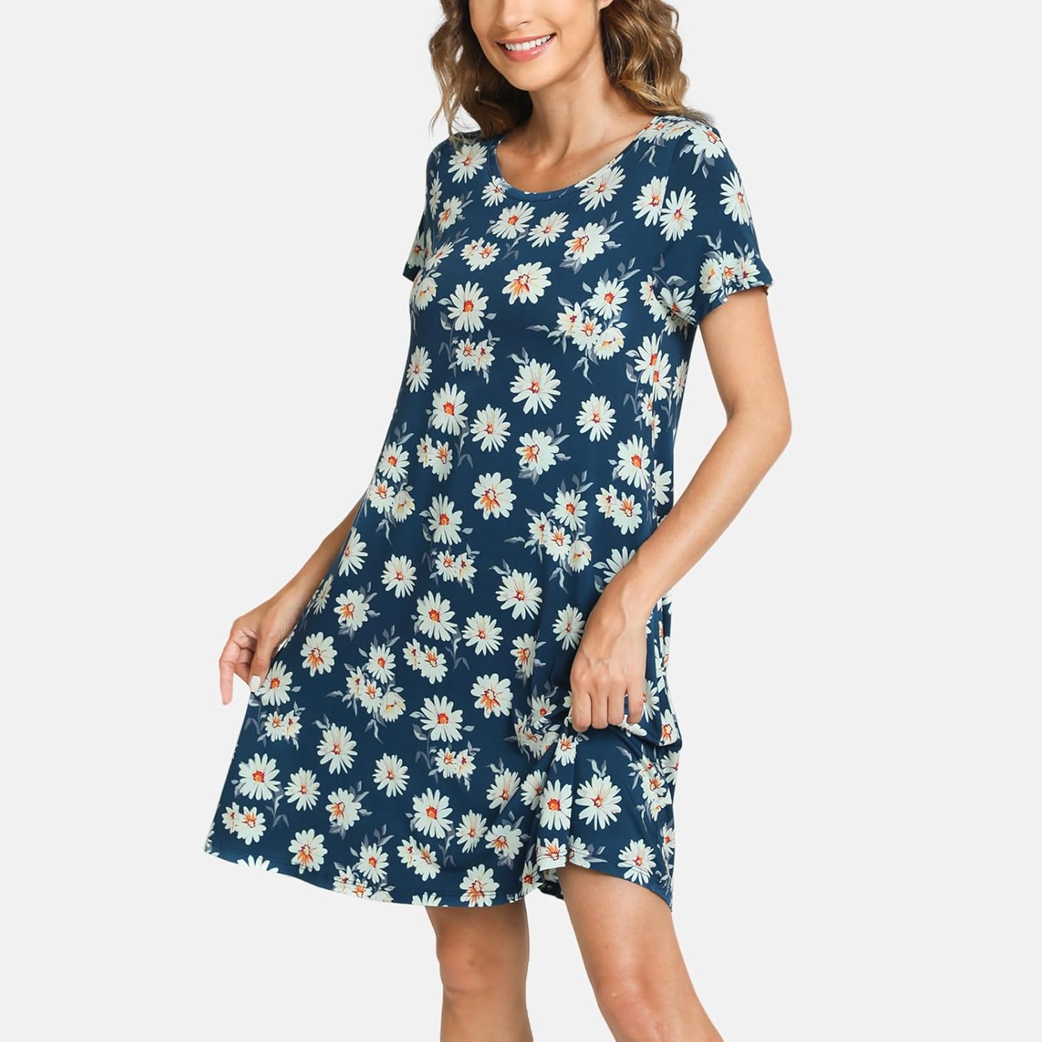 GYS Womens Short Sleeve Nightgowns Soft Comfy Sleep Dress, Viscose Made from Bamboo - Image 5