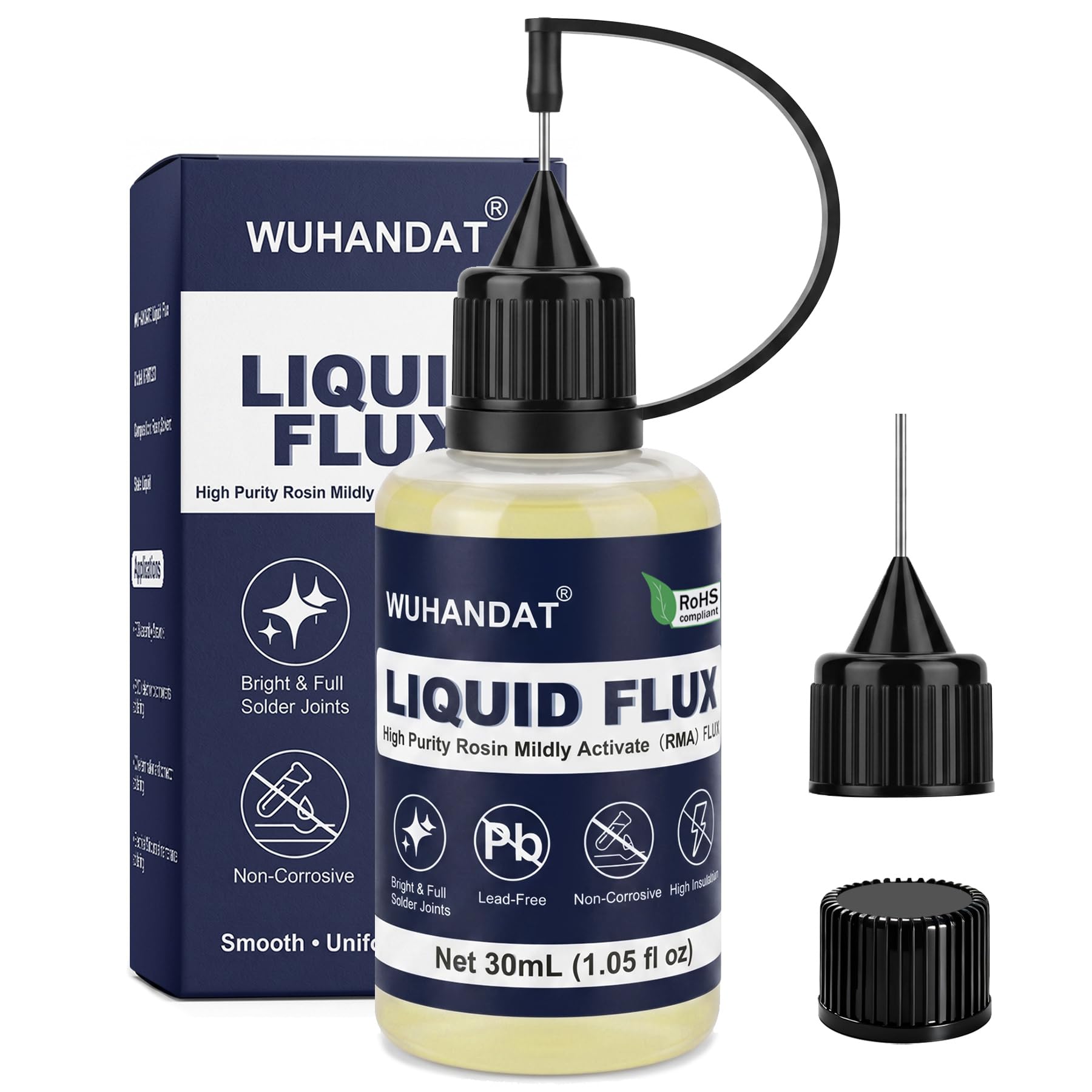 Flux para Soldar Estaño 30 ml,Flux Soldadura Electronica,Flux Soldar,Equipado con 2 Boquillas Cónicas,para Productos Electrónicos,Ensamblaje de PCB,Soldadura SMD,etc.