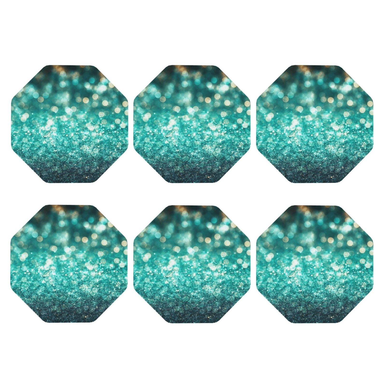 6pcs Leather Coasters for Drinks, Sparkling Drink Coasters for Tabletop Protection, 4" Cup Coasters for Coffee Table Decor, Non-Slip Drinking Cup Mat for Hot Or Cold Drink