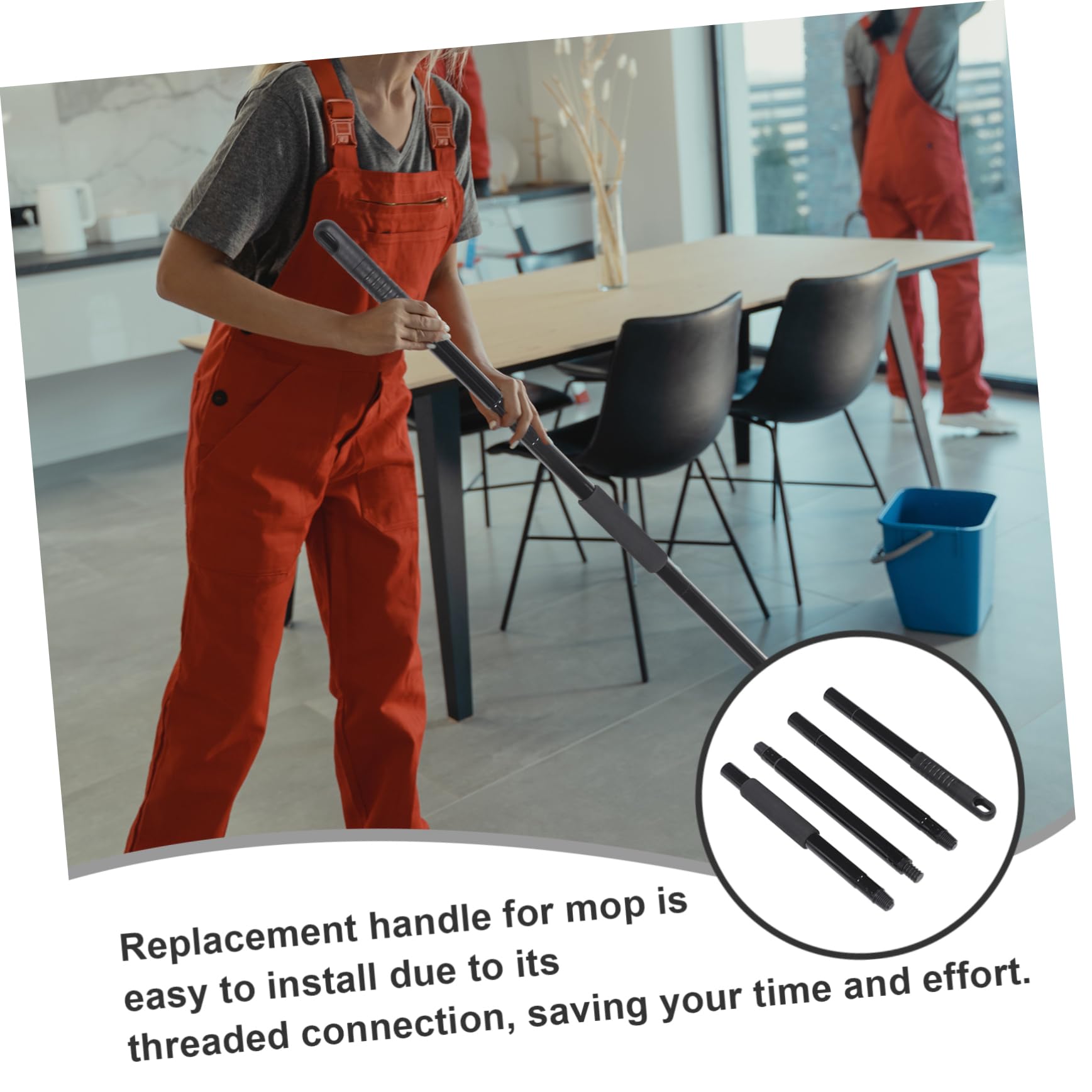 FRCOLOR Mop Handle Replacement Rod Metal for Floor Cleaning Easy to Install Durable Compatible with Various Mop Heads for Household and Commercial