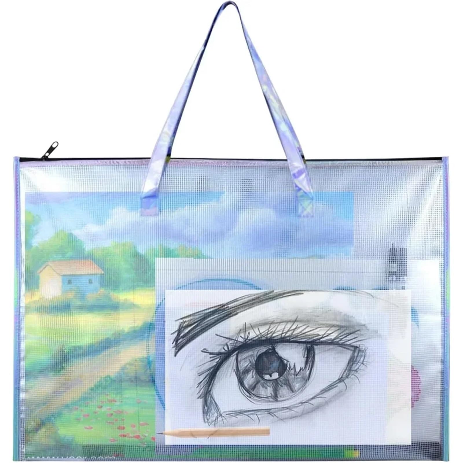 Cartella Portadisegni Borsa a tracolla in nylon, 24 "X 36" leggera e impermeabile, porta poster, cartella portadocumenti for poster artistici(Silver 1 Pack)