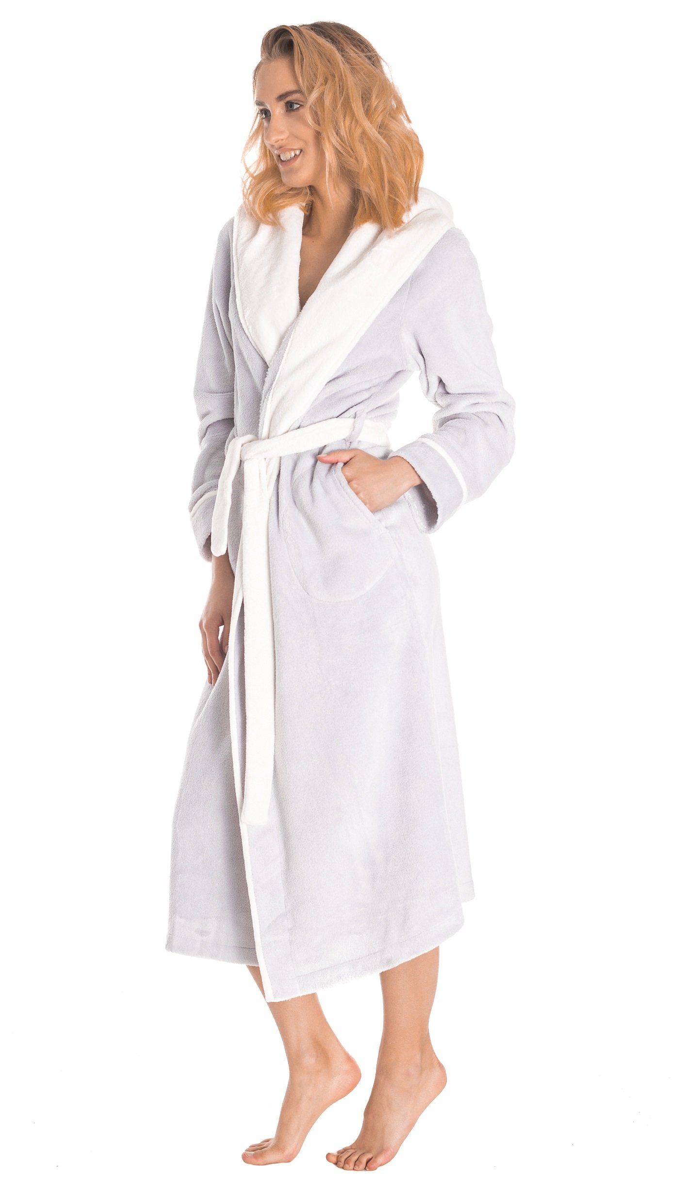LEVERIE Longue robe de chambre polaire hiver femme. Fabriquée dans l'UE.