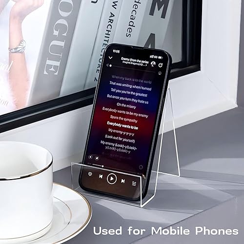 Miniatura 7 de Qbily Paquete de 10 soportes de acrílico transparente para álbumes de exhibición, CD, revista, postal, imagen, plato, obras de arte, teléfono,