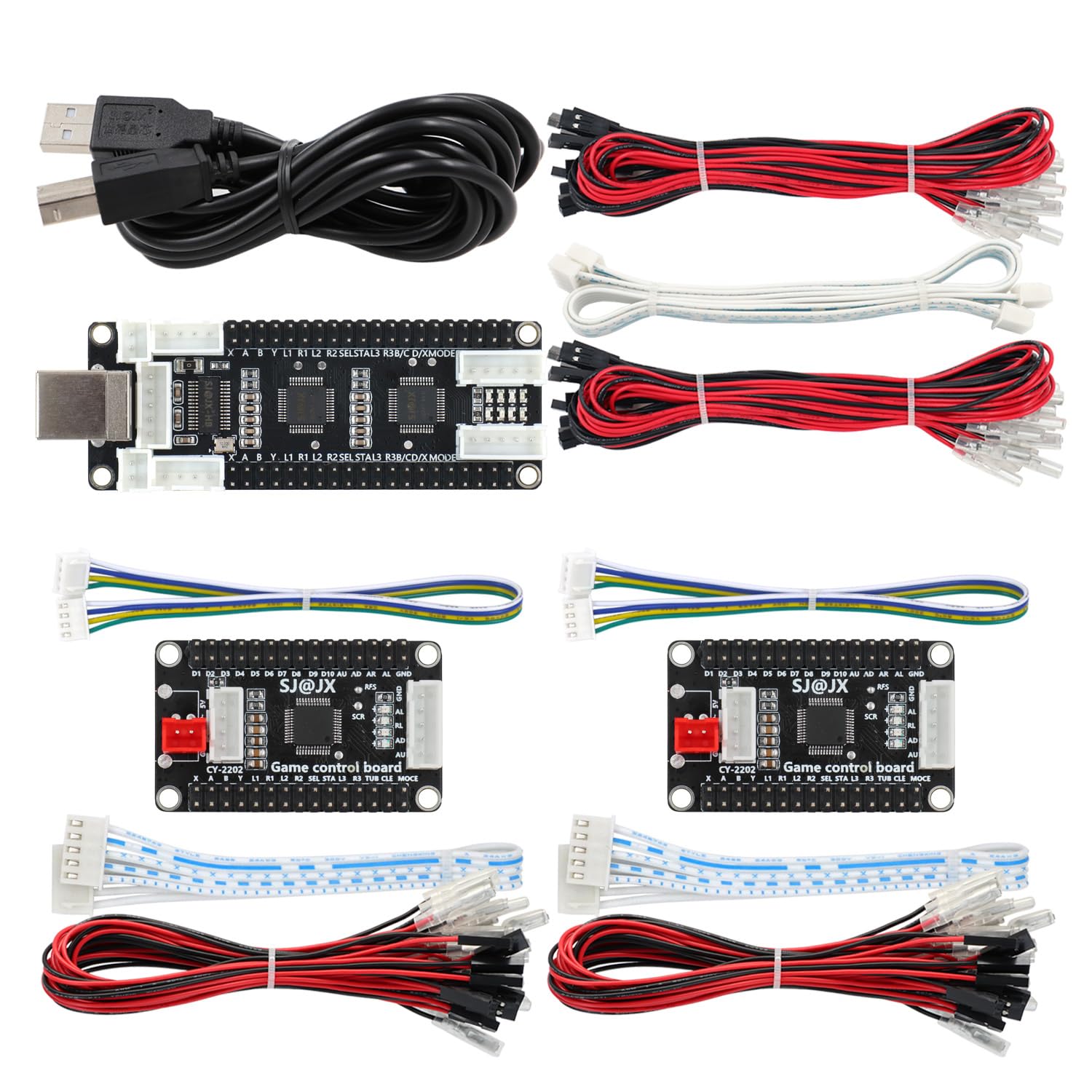 SJ@JX Arcade Game 4 Player USB Encoder Board Macro Command Zero Delay Gamepad Button Joystick Controller for Nintendo Switch PC PS3 Raspberry Pi