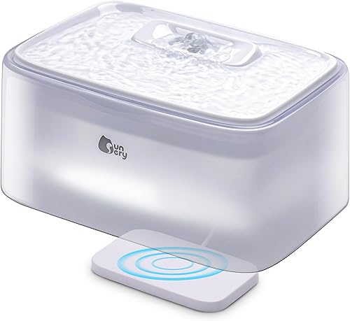Sunsery - Fuente de agua para gatos con bomba inalámbrica, dispensador de agua ultrasilencioso para mascotas de 2.5 L84 onzas, libre de BPA,
