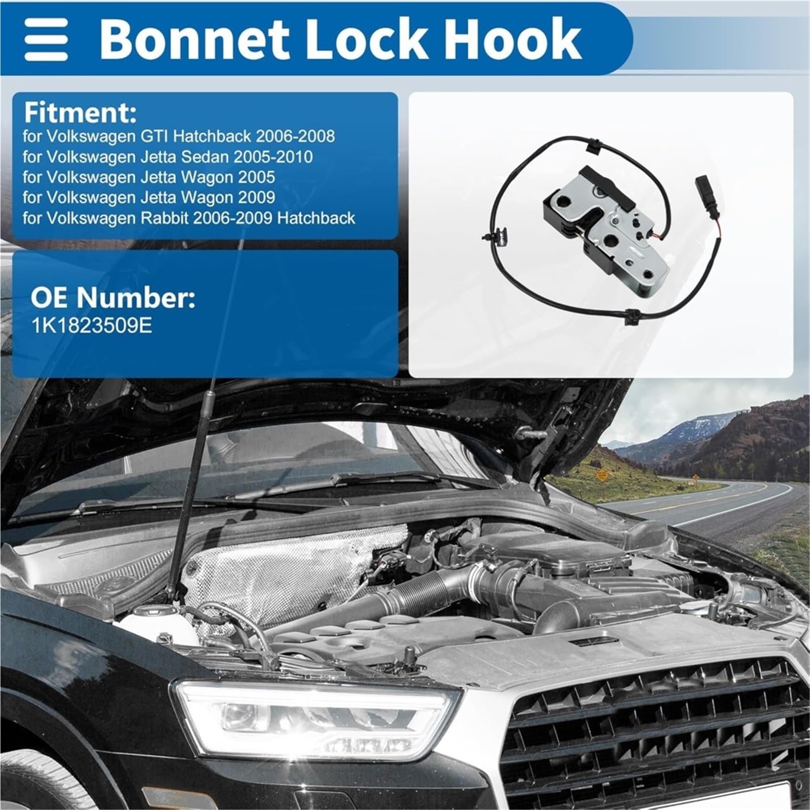 Türverriegelungsbetätiger 1K1823509E Motor Motorhaube Front Hood Catch Latch Lock Für Volkswagen Für Jetta Kaninchen Für GTI installieren