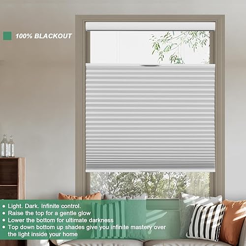 Miniatura 2 de Toanture - Persianas celulares inalámbricas con diseño de panal de abeja con filtro de luz para persianas, aislamiento térmico para dormitorio,