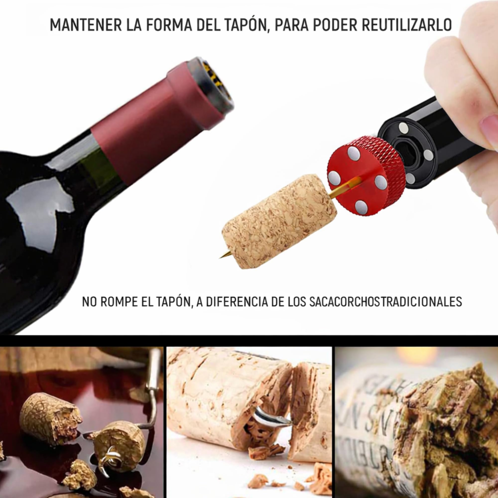 SEED Sacacorchos de aire comprimido profesional – Abre botellas de vino sin esfuerzo y sin romper el corcho – Ideal para cenas, regalos y amantes del vino – abridor vino (Set)