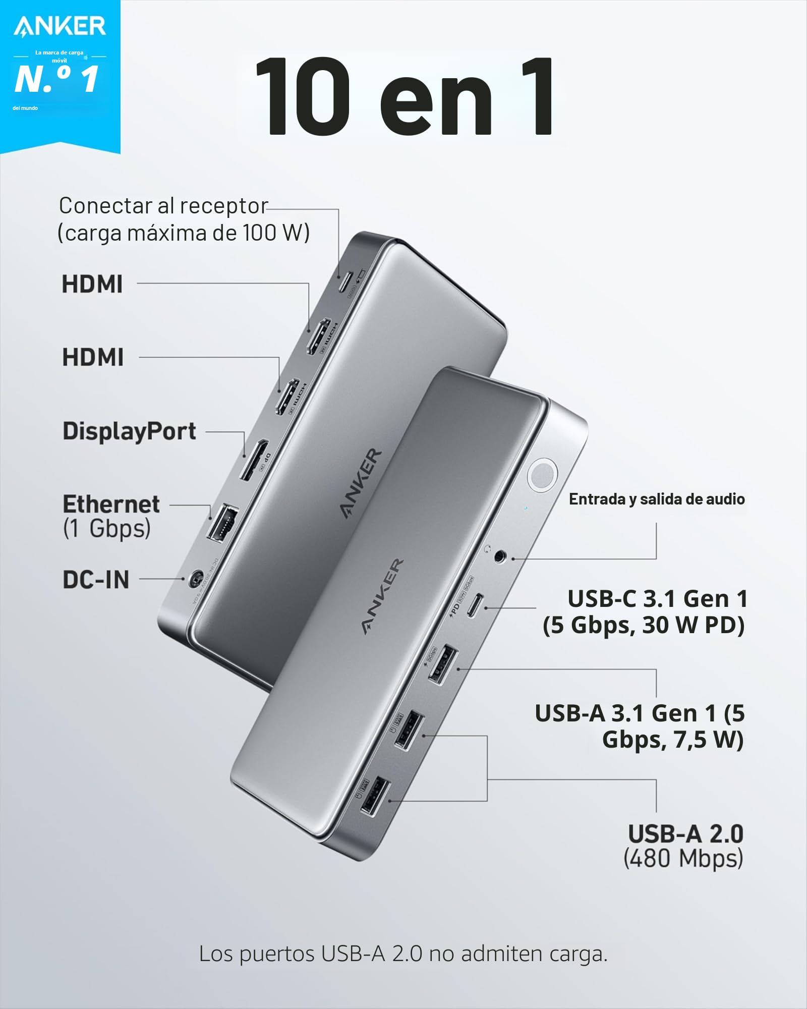 Amazon.com: Estación de acoplamiento Anker 10-en-1 USB C, estación