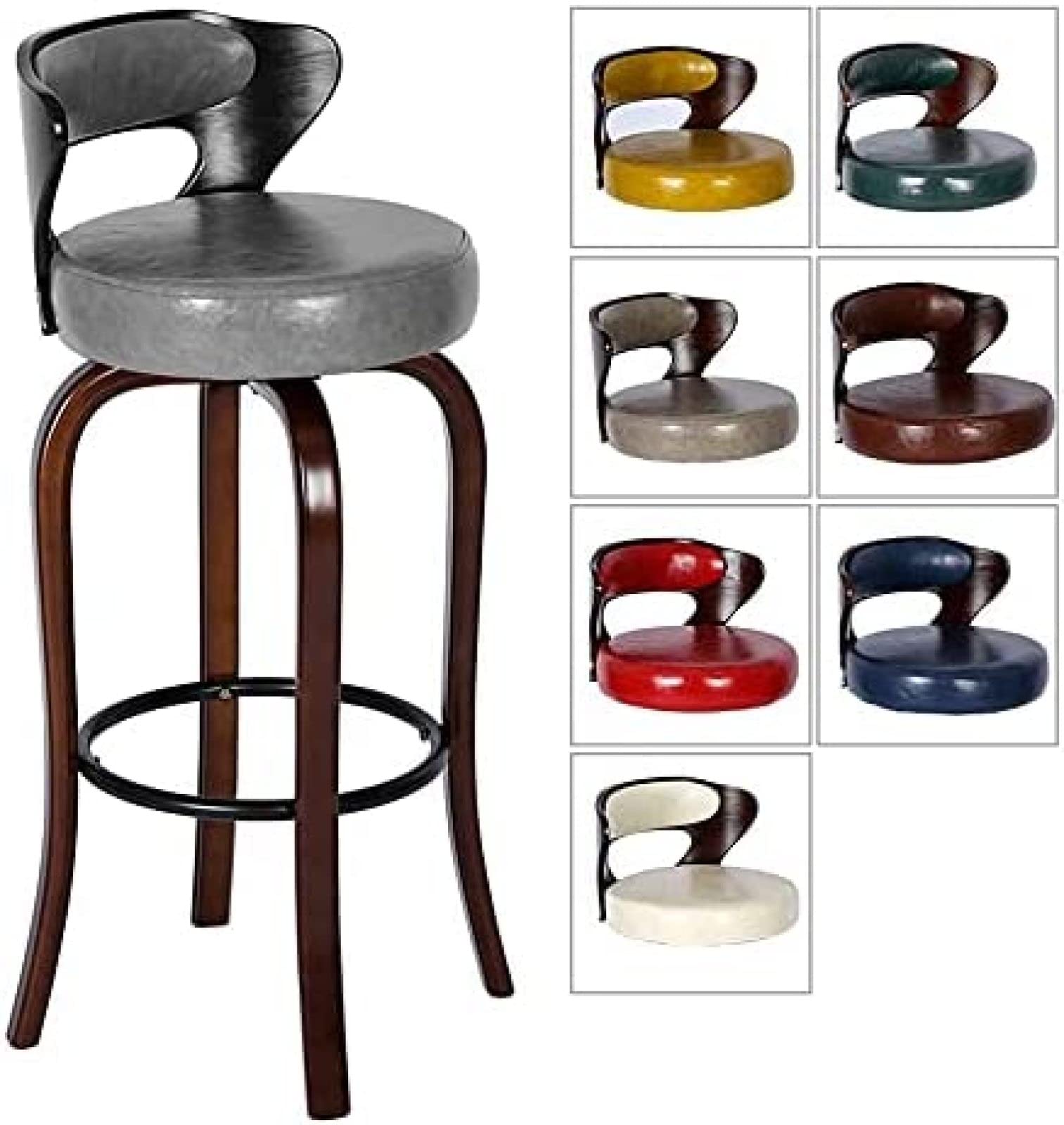 Amazon.co.jp: 背もたれ付きのビンテージバーの高さのスツール レザー