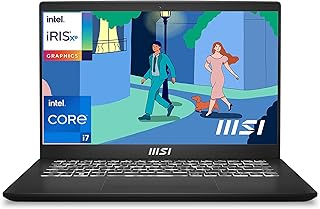 MSI Modern 14, Intel 12th Gen. i7 1255U,36CM Laptop(16GB/512GB NVMe SSD/Windows 11 Home/Iris Xe/Classic Black/1.4Kg), C12M...