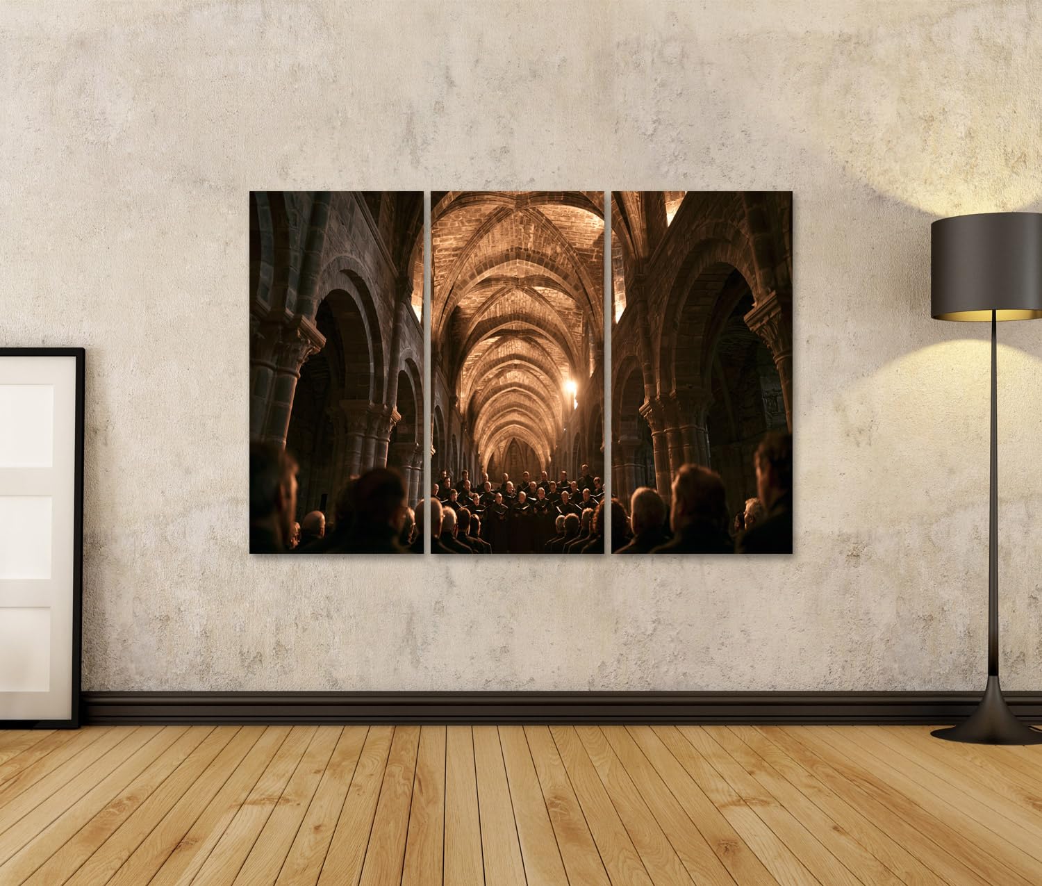 islandburner Quadro su tela, canto coro in rilievo in chiesa antica, decorazione da parete per soggiorno per gli amanti della musica, 3 pezzi