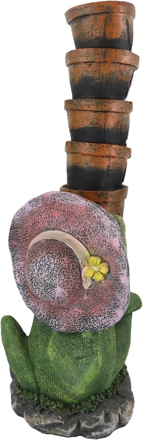 Ebros 14" Tall Whimsical Senorita Green Frog Toad with Pink Hat Juggling Planter Pots Stack with Welcome Sign Decorative Figurine Guest Greeter Indoor Patio Home Frogs Toads Accent Statue
