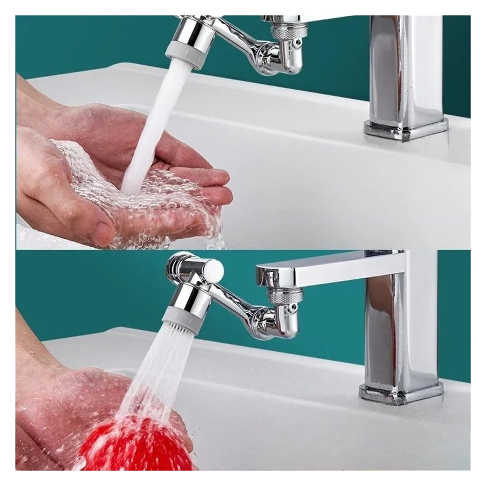 Rallonge de robinet rotative multifonctionnelle - Adaptateur d'évier de cuisine - Bras robotique pivotant - Ajustement universel pour lavabo (argent 2)