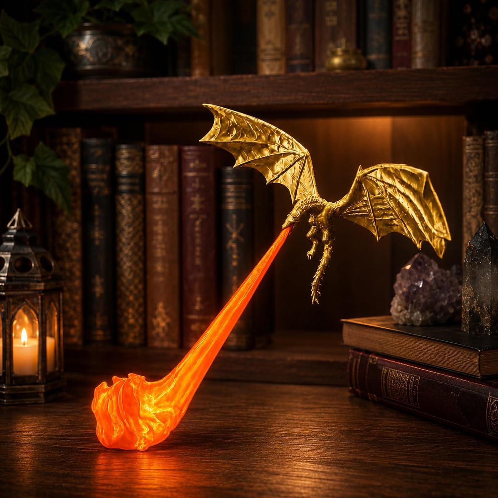 Dragon Bookshelf Nook Light,3D Printed Fire-Breathing Fantasy Shelf Decor — image 1