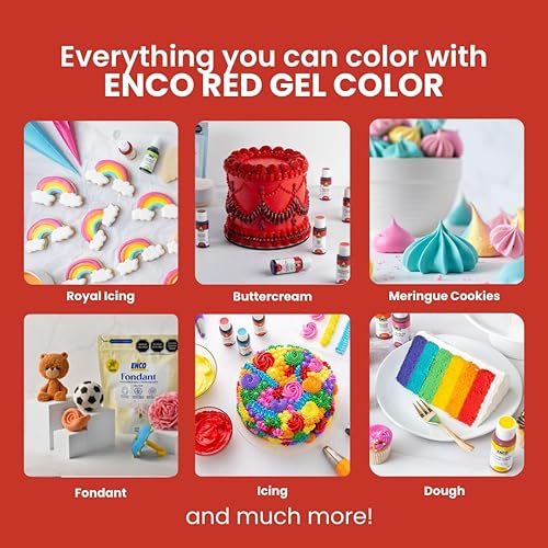 Miniatura 7 de ENCO Gel Colorante Alimentario Rojo 8.8 oz (250g) Concentrado, Vegano