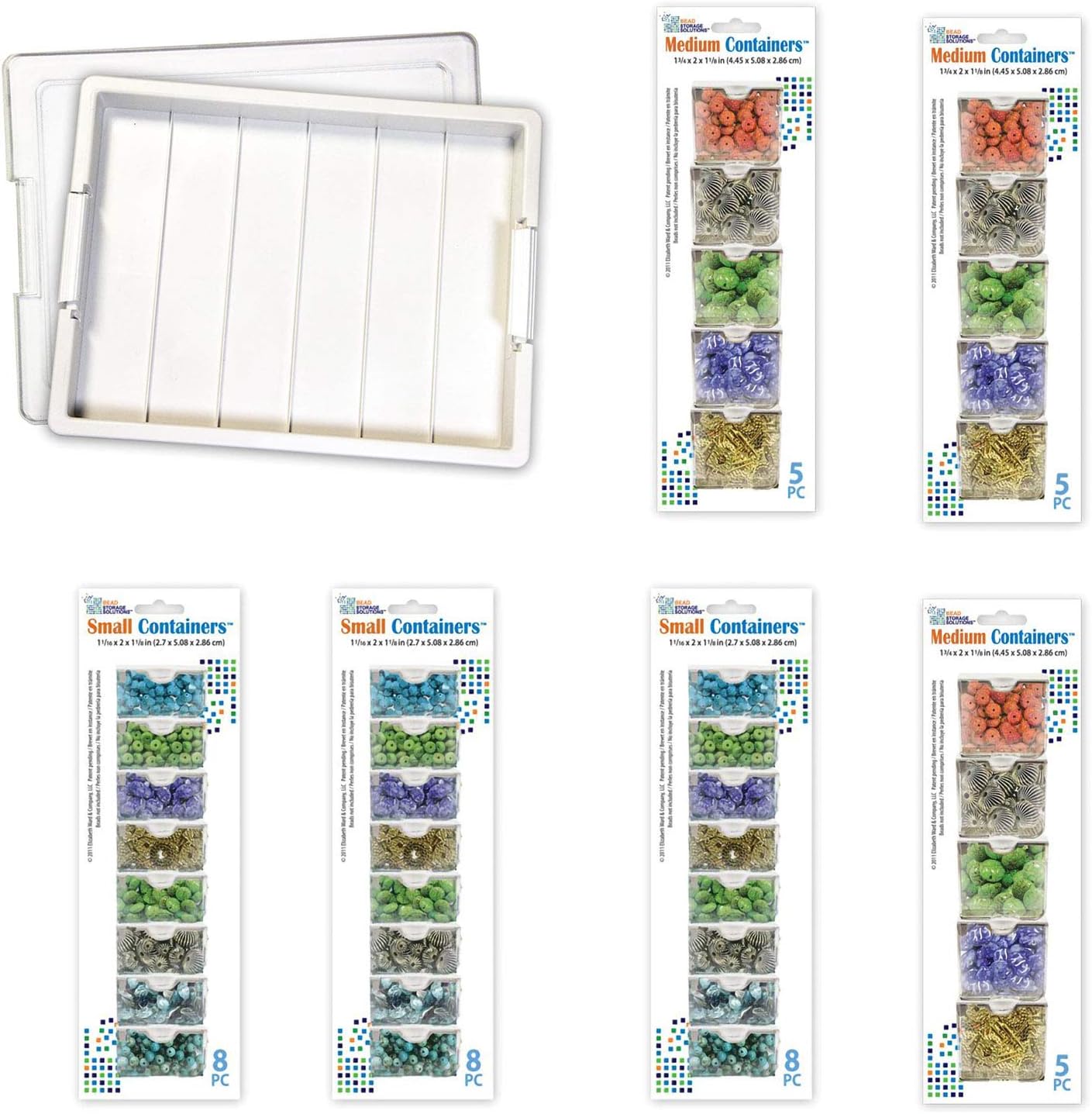 Bead Storage Solutions Plastic Stackable Organizer Tray Bundle with Lid and 39 Assorted Size Small and Medium Containers for Craft Supplies