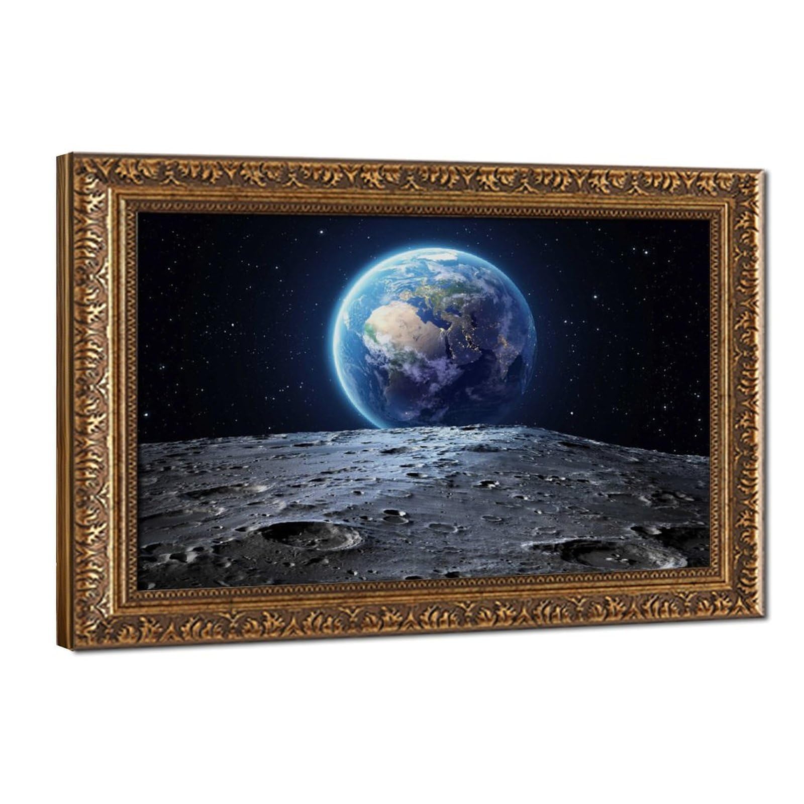 Bareronor Earth And The Moon Canvas Poster Bedroom Decor Landscape Office Room Decor Gift 16" L X 24" W
