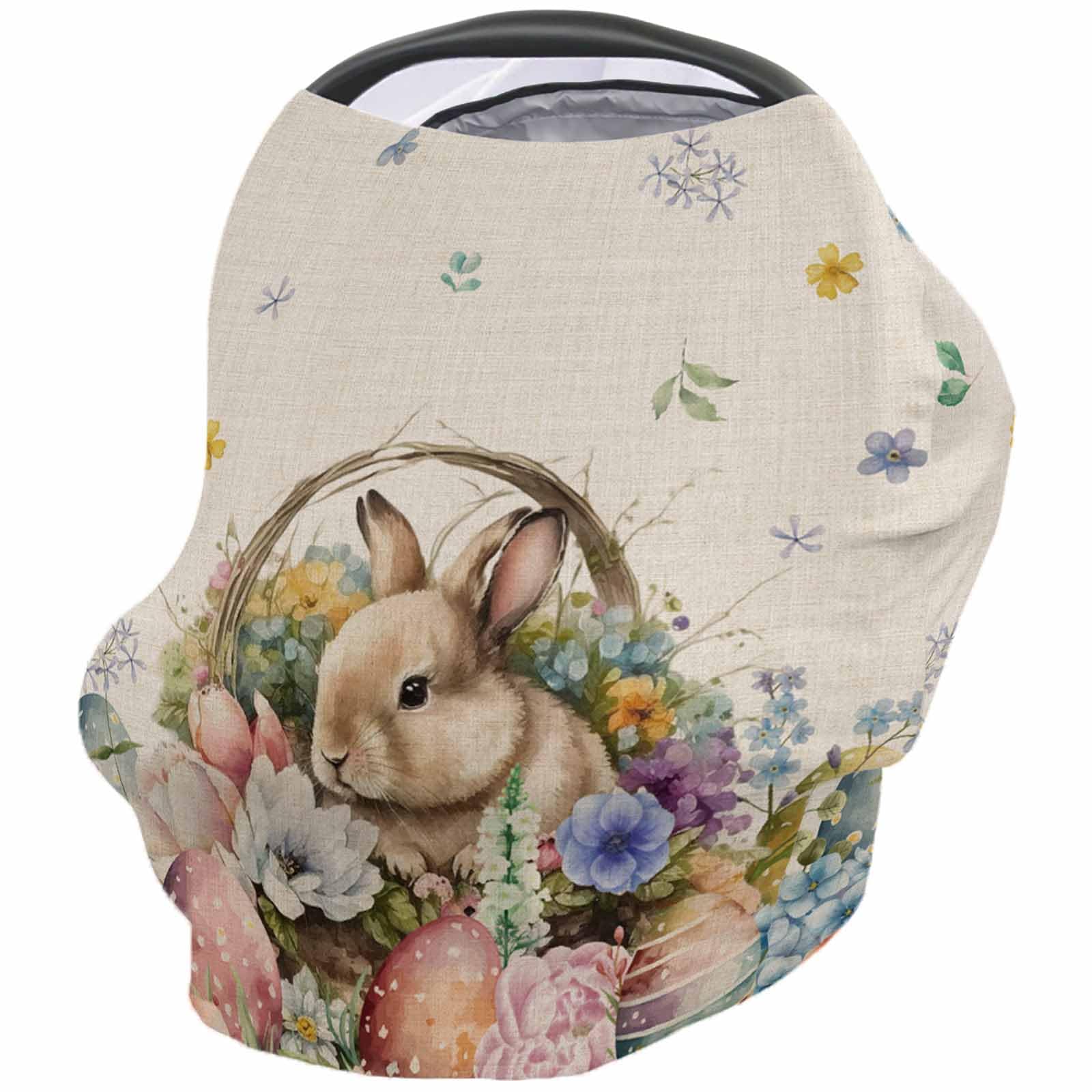 Nursing Cover for Breastfeeding Scarf, Vintage Easter Eggs Flowers Bunny Baby Car Covers Super Soft Multi Use for Canopy Shopping Cart Cover Blanket Stroller Cover