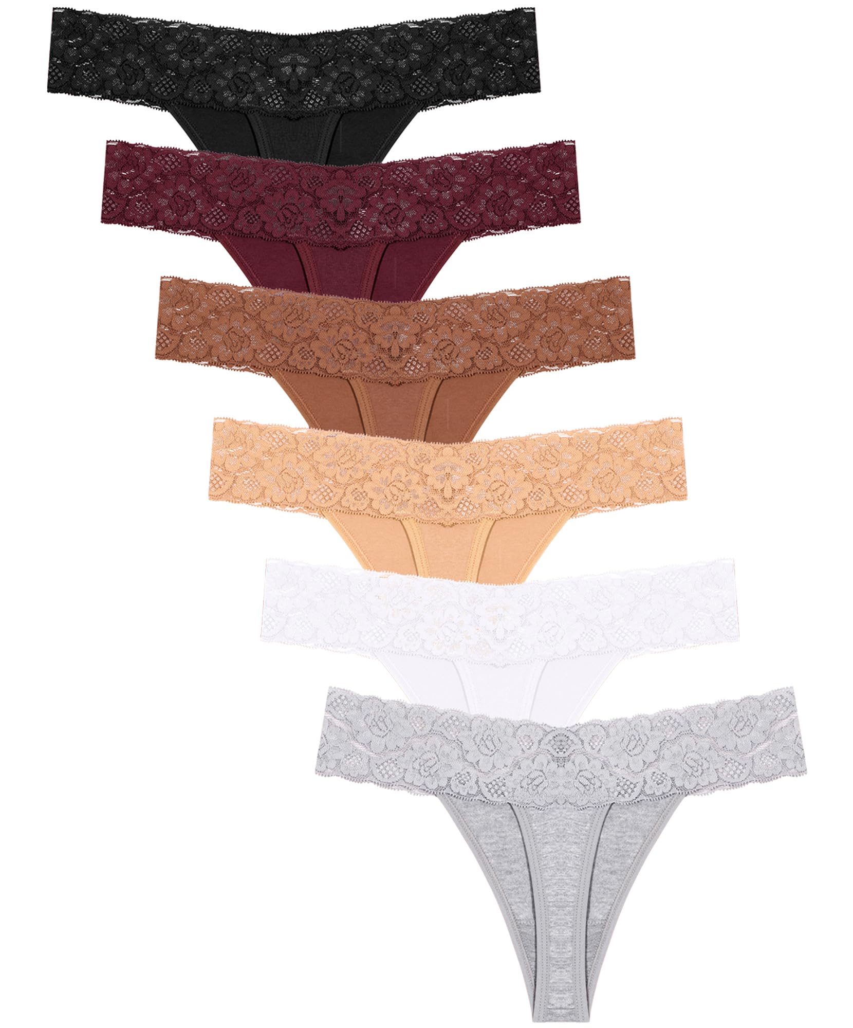 READY TO LOVE Tanga Damen Unterhosen Damen Baumwolle Soft String Baumwoll Unterwäsche Frauen Sexy Spitze Slip Bequem Tangas Slips Mehrpack 6er Pack