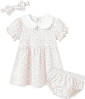 Baby Toddler Girl Dress with Bloomer Short and Long Sleeve Playwear Dress with Diaper Cover - Buy now